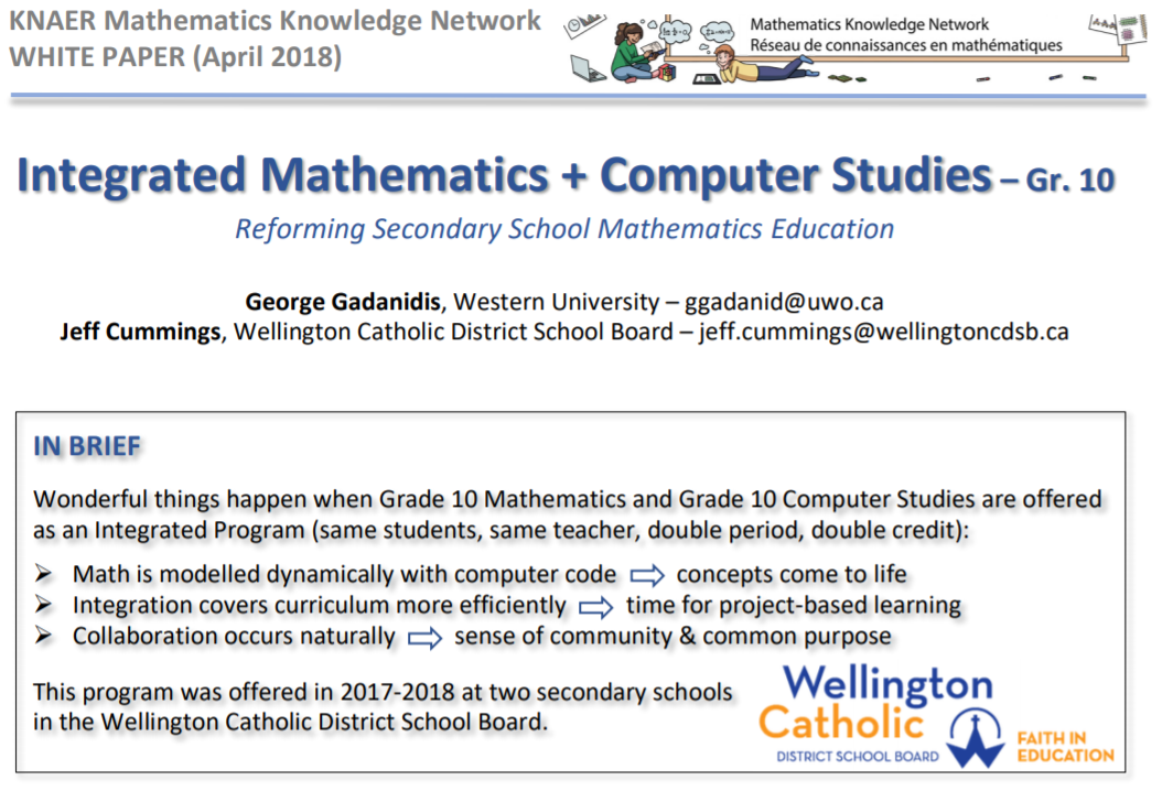 Integrated Math + Computer Studies in Grade 10